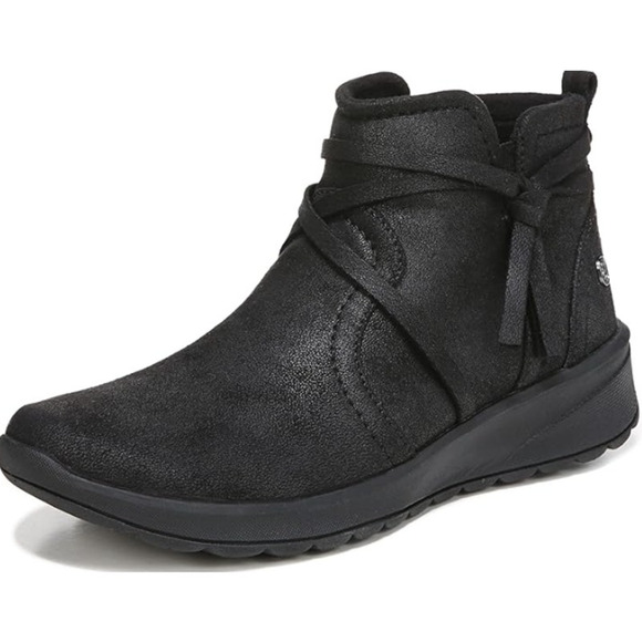 BZEES Womens Gusto Ankle Booties US 8 Wide EU 38.5 Black Fabric Wrap Tassel NIB - Picture 1 of 11